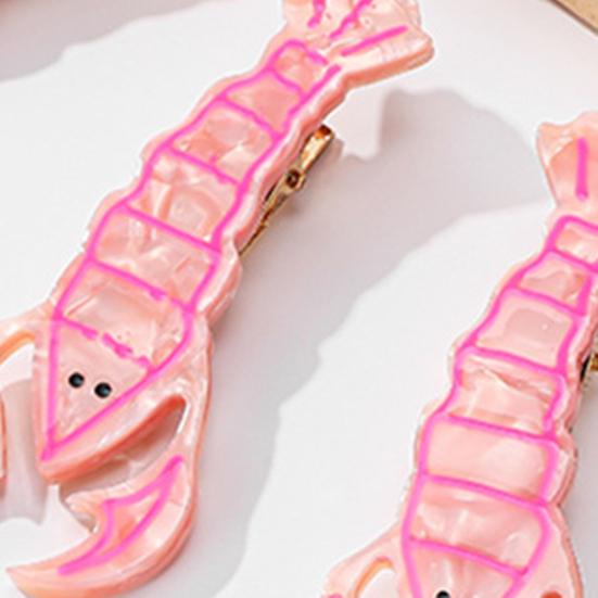 Pink Lobster Hair Clips Non-Slip Side Hair Clamp Acetate Crayfish Decorative Hairpin Women Girls Hair Accessories