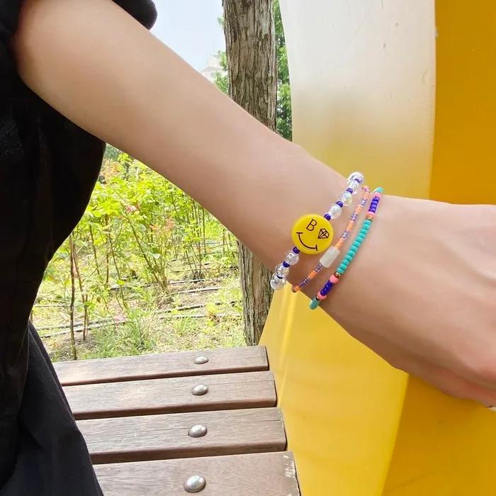 Color Smile Transparent Ball Bracelet Smile Transparent Ball Fashion Bead Bracelet 6 Colors