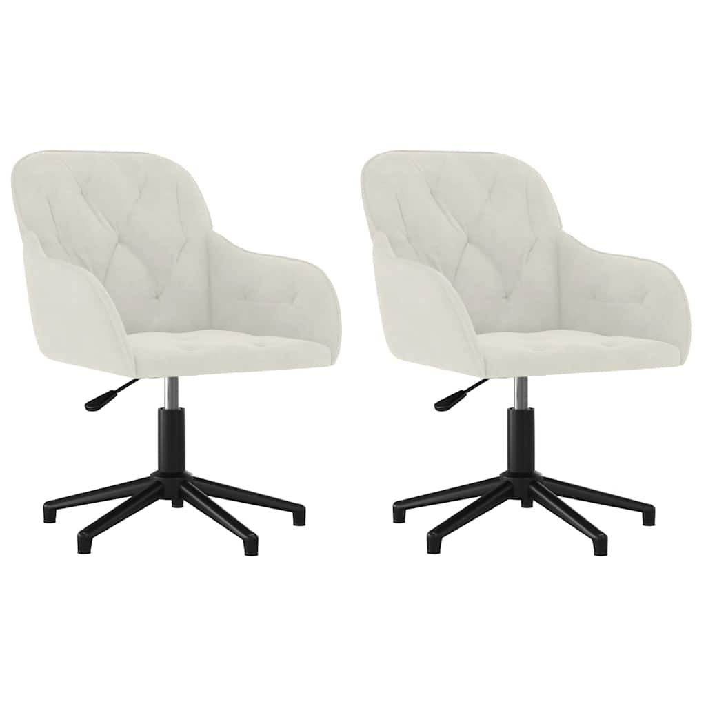Vidaxl Swivel Dining Chairs, 2 Pcs, Cream, Velvet