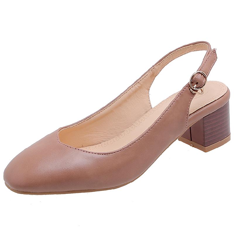 Fashion Summer Shoes For Women Sandals 2024 Large Size 52 50 Elegant Back Straps Low Heels Casual Nude Party Office Shoes Ladies Pumps