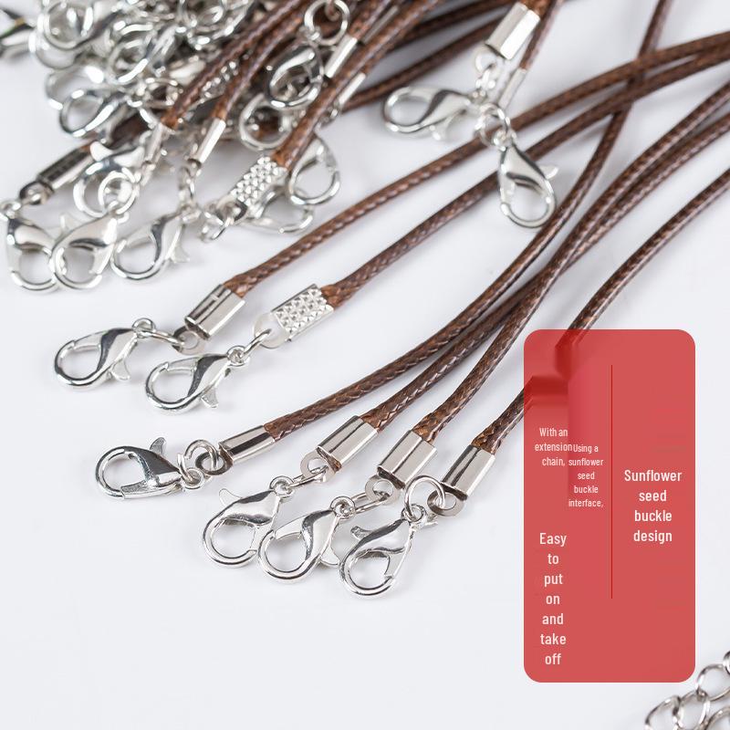 Black Leather Necklace Cord with Lobster Clasp for DIY Jewelry