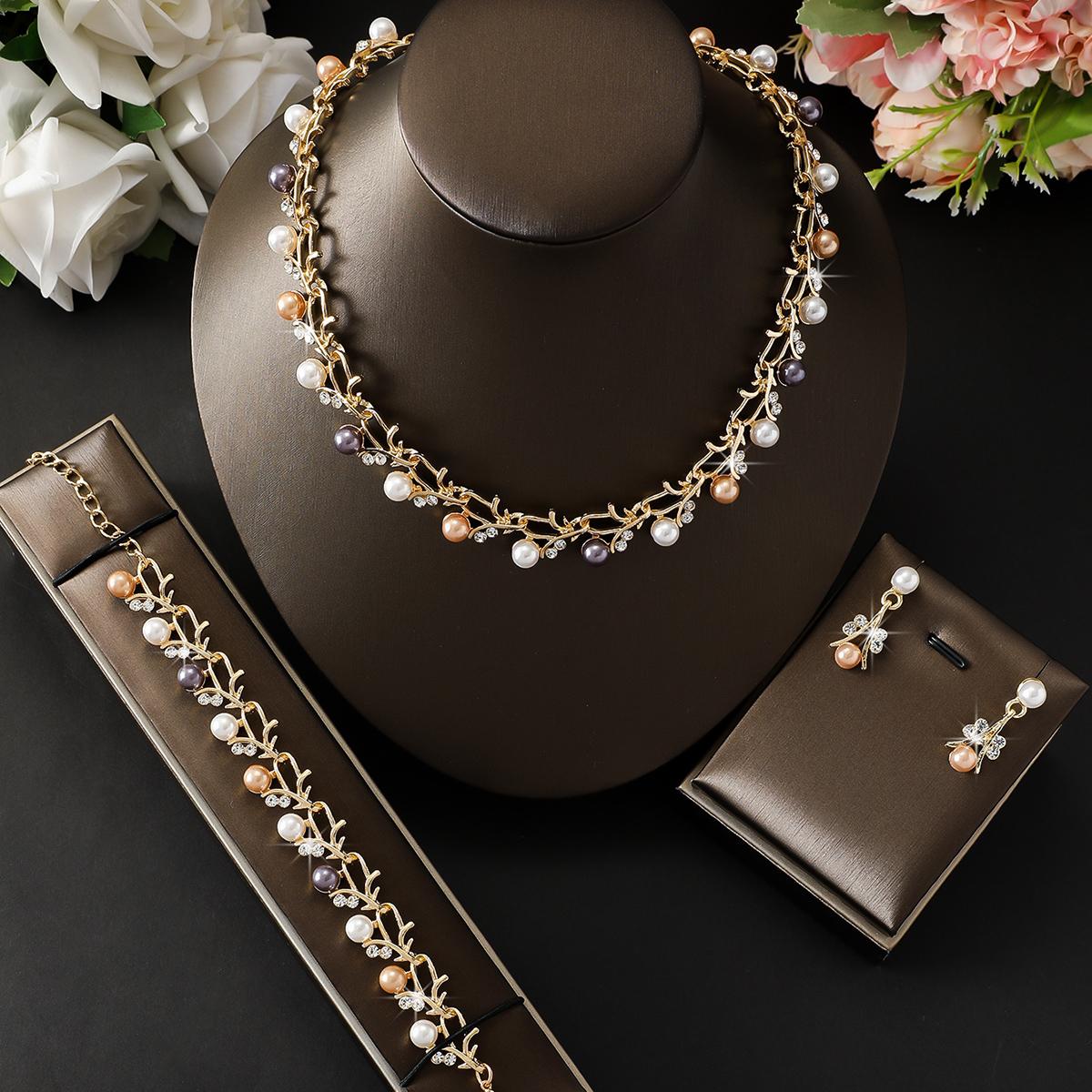 

Жіночий цирконієвий набір з цирконієвим стразовим намистом, сережками, браслетами, весільні аксесуари для нареченої