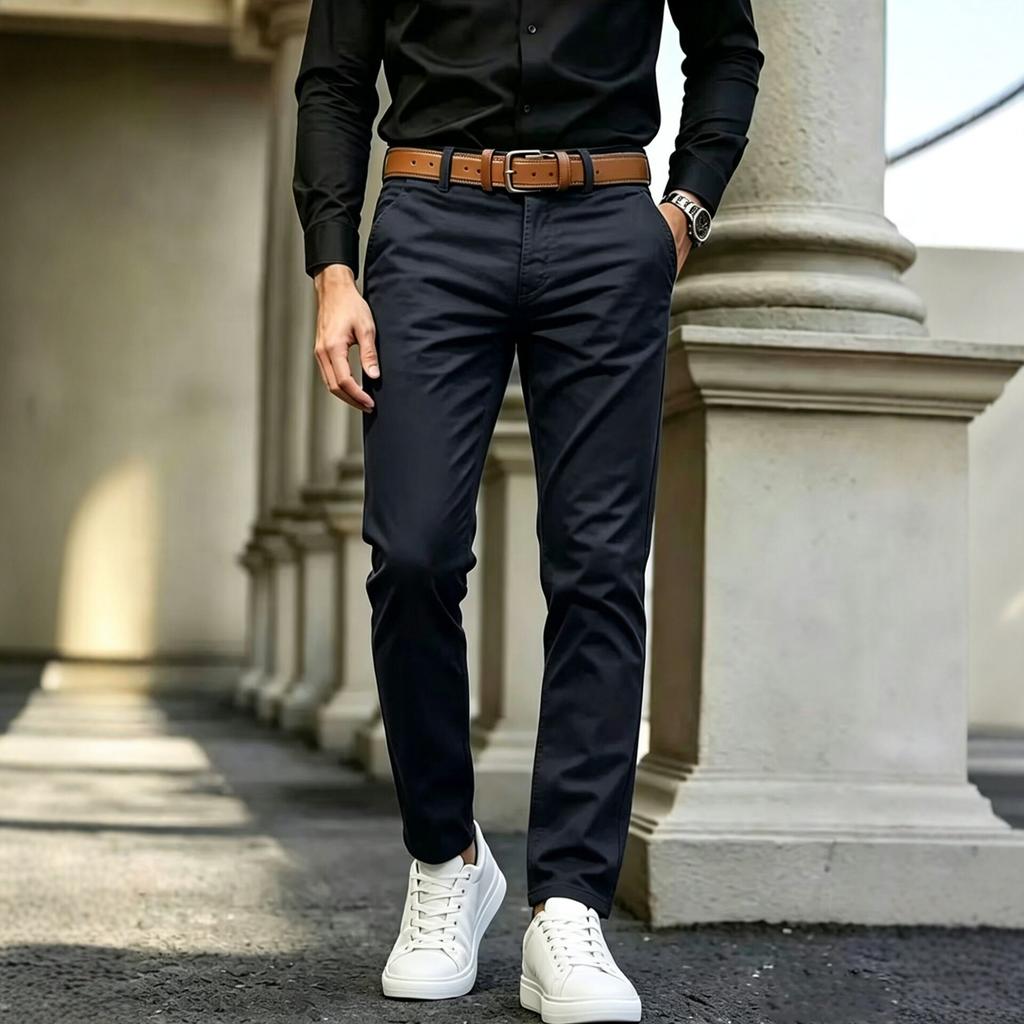 New Men's Slim-fit Casual Pants Pure Cotton Khaki Business Versatile Trousers Trendy Men's Straight-leg Trousers