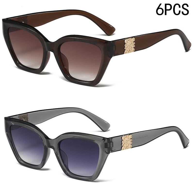 2/6PCS Sunglasses For Women New Retro Cat Eye Sunshade Sun Protection Fashion Street Photography Sunglasses Trend 3198