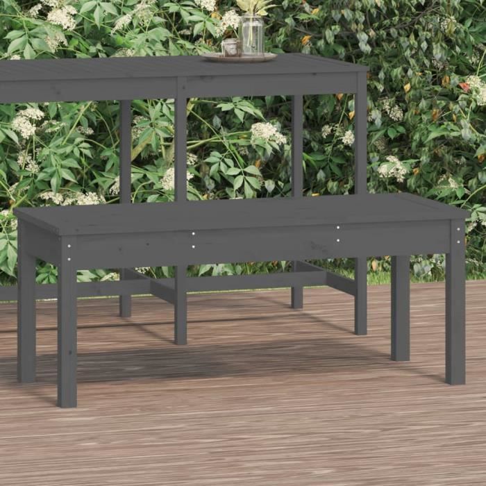 VidaXL Banc de jardin gris 109x44x45 cm bois massif de pin 824006