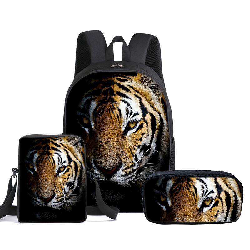Animale Tigre 3 Pezzi/Set Zaino Con Borse a Tracolla, Astuccio, Cartella Scolastica Per Ragazzo/Ragazze Miglior Regalo 2D Cartone Animato Borse Scolastiche Per Studenti