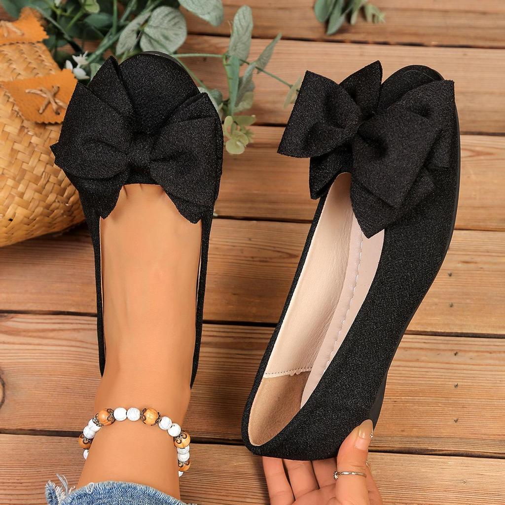 Plus Size Lightweight Women's Driving Shoes - 2026 Spring/Autumn Bow Flats