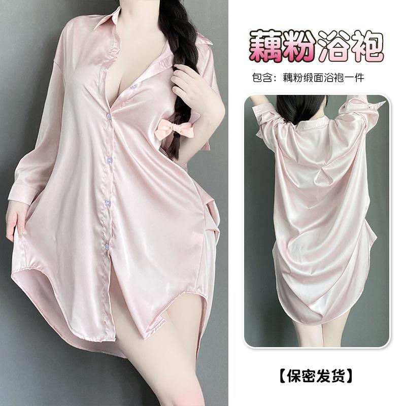 

Boyfriend style women s shirt sexy flirty plus size pure desire thin white nightdress loungewear cover L