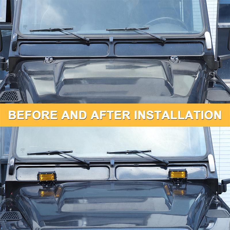 Car Engine Hood Hinge LED Work/Square Light Mount Brackets For Land Rover Defender 90 110 130 2004-2018 Car Accessories nero
