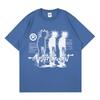 T-shirt da uomo Oversize Stampa Grafica Ombra Y2k Streetwear Top Manica Corta Tee Hip Hop Harajuku Estetica Vintage Abbigliamento