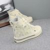 Fashion Women's 10cm Heel Thick Bottom Summer New Breathable Mesh High Top Sneakers Hole Design Lightweight Comfort