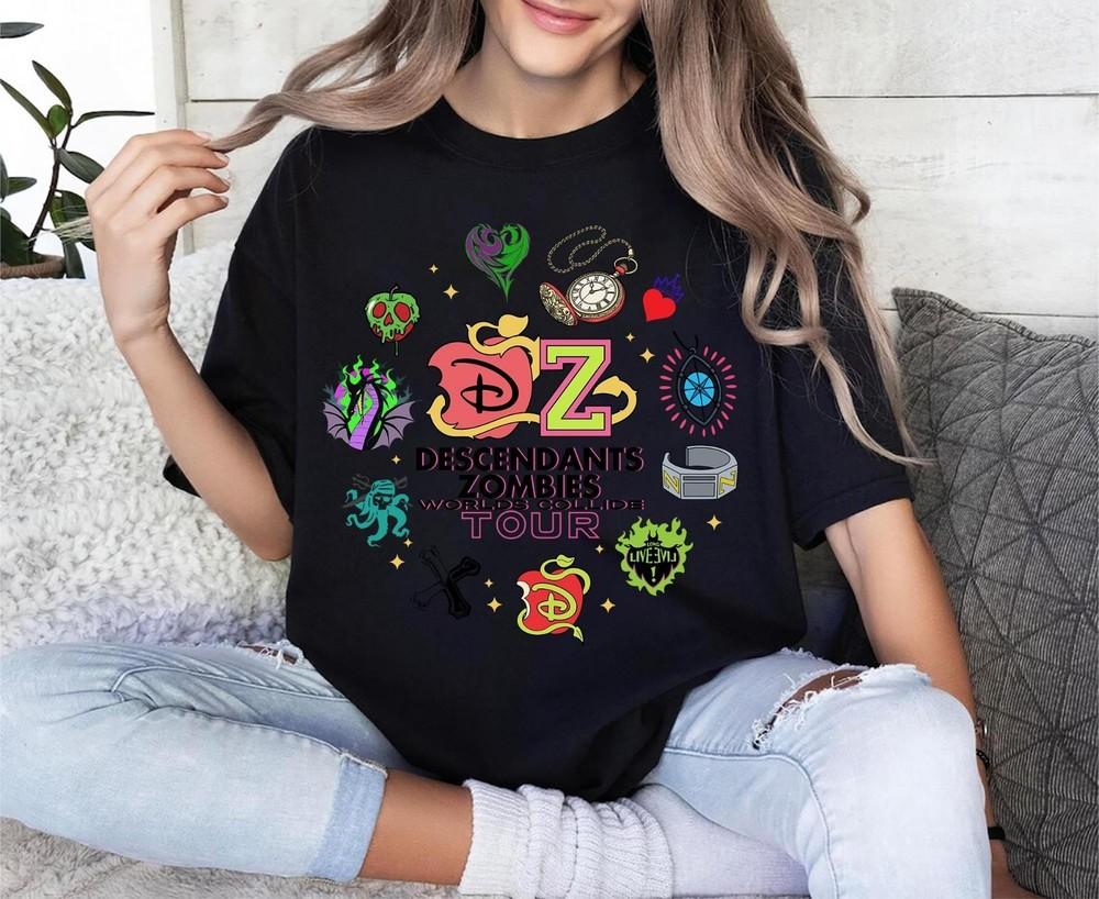 

Descendants Zombies World Tour 2025 Shirt, The Rise of Red Characters Tee L