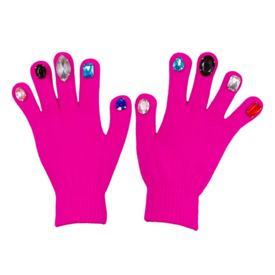 Faux Diamond Knitted Gloves Women Cotton Thickened Winter Gloves Windproof Riding Outdoor Mittens Fashion Accessories