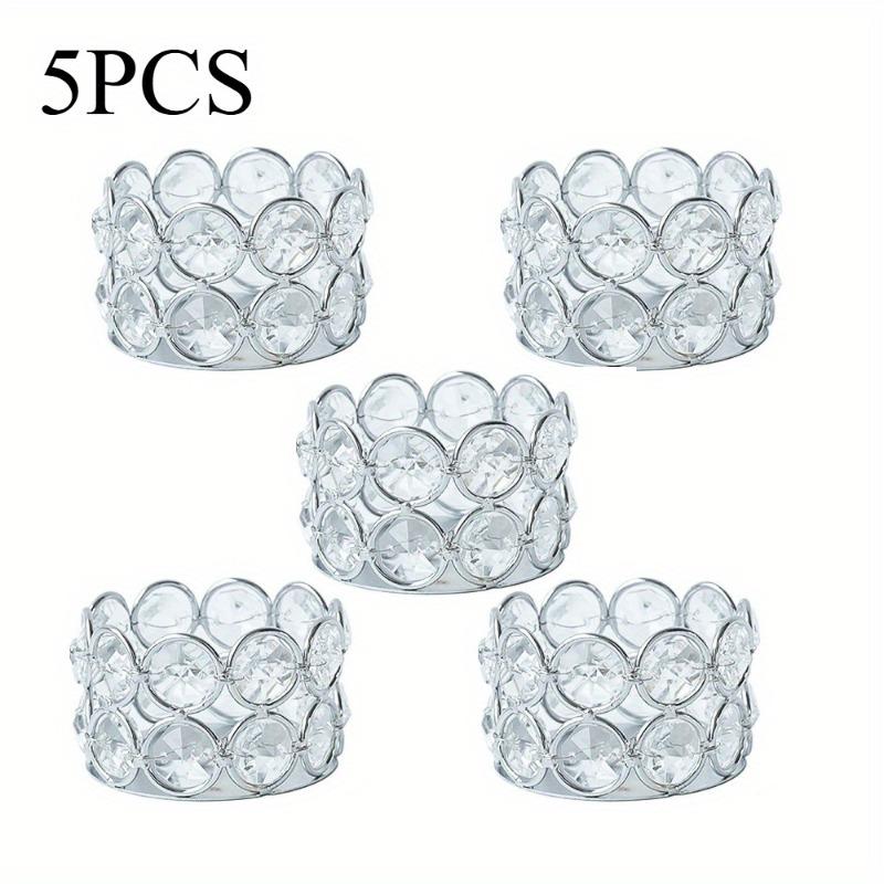 Crystal Tealight Candle Holders with Diamond Cylinder Design Finish for Wedding Centerpieces Table Decor Fireplace Candelabra