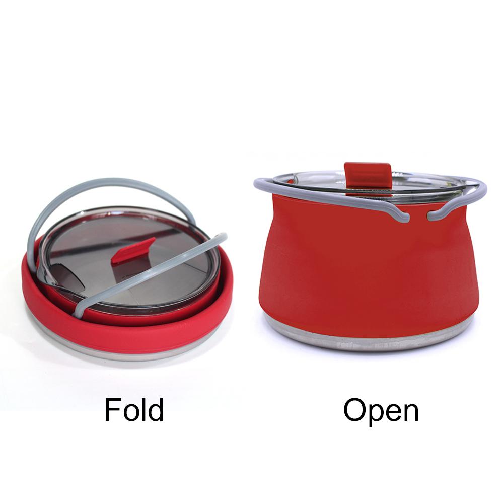 Foldable Water Kettle Lightweight Camping Kettle Travel Portable Kettle Collapsible Hot Water Boiler for Outdoor Campfire Use