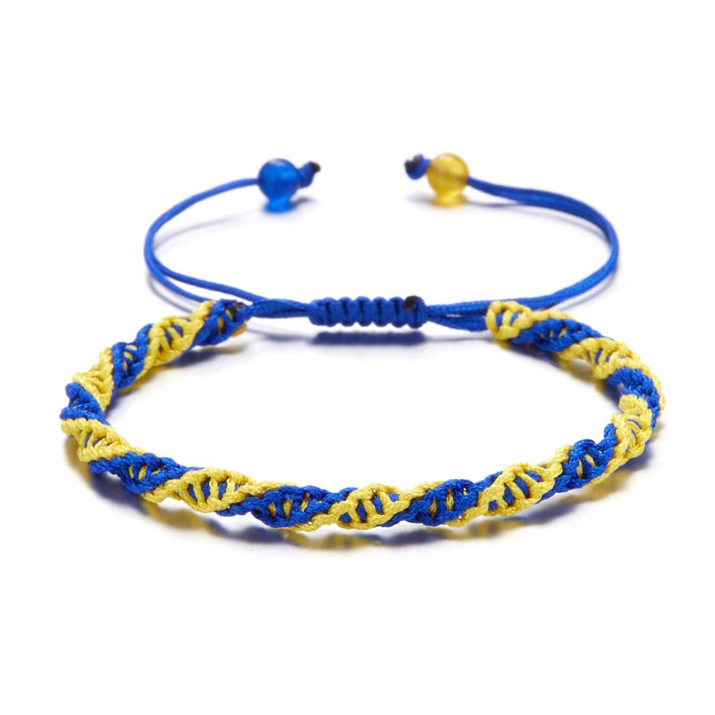 Hand-Woven Creative Beads Bracelet – Blue & Yellow Ukrainian Design