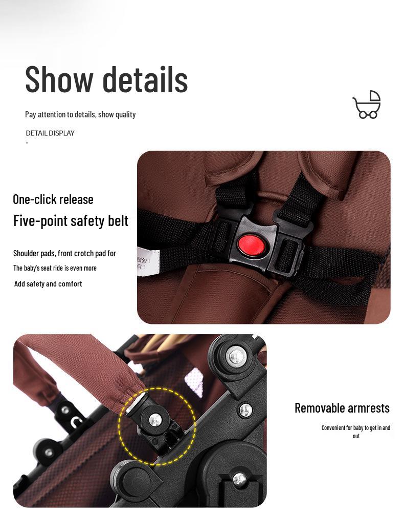 Convertible Newborn Baby Stroller - Versatile, High Landscape, Lightweight, Two-Way, One-Key Folding Design.