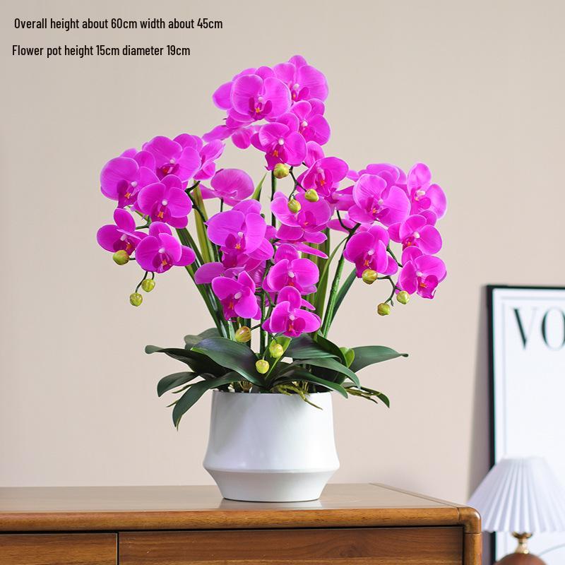 Haptik-PU Phalaenopsis Künstliches Blumengesteck für Wohnzimmer TV-Schrank Deko