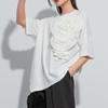 T-shirt à manches courtes pour femmes, en coton, vintage, floral, décontracté, ample, grande taille, été