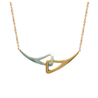 [G1232] - Gold Plated Necklace 'Choreography' Silver Plated - 50x18 Mm
