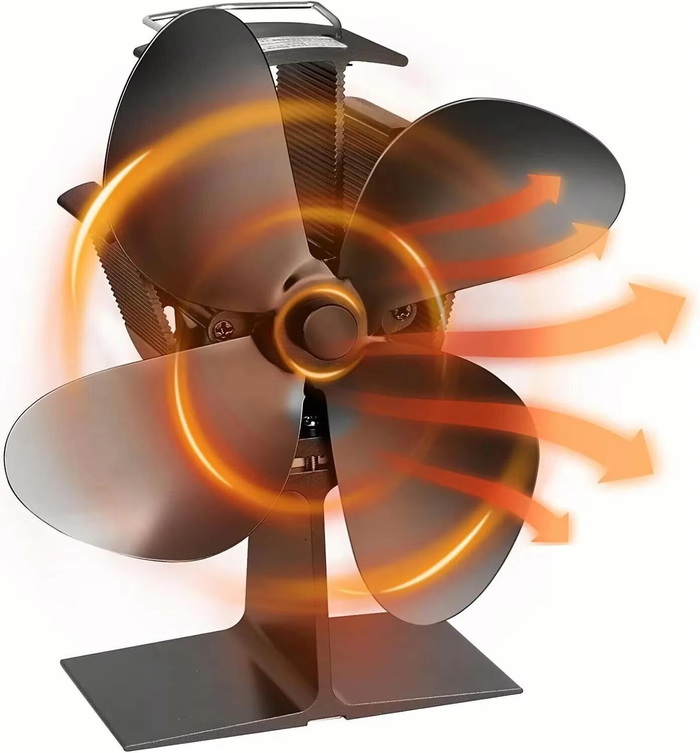

Heat Powered Stove Fan for Wood Fast Start 4-Blade Fireplace Fans Ultra Quiet Increases 80% more Warm Air Energy Saving