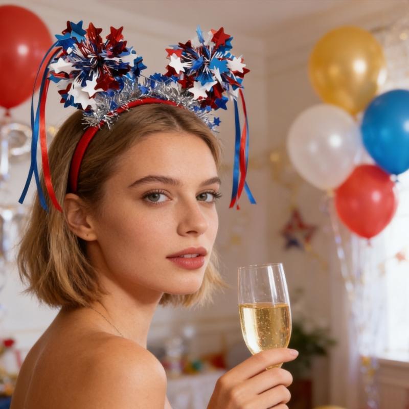 Patriotic Headband For Independence Day With Stripes Design Comfortable Plastic Hair Accessories For Adults Kids