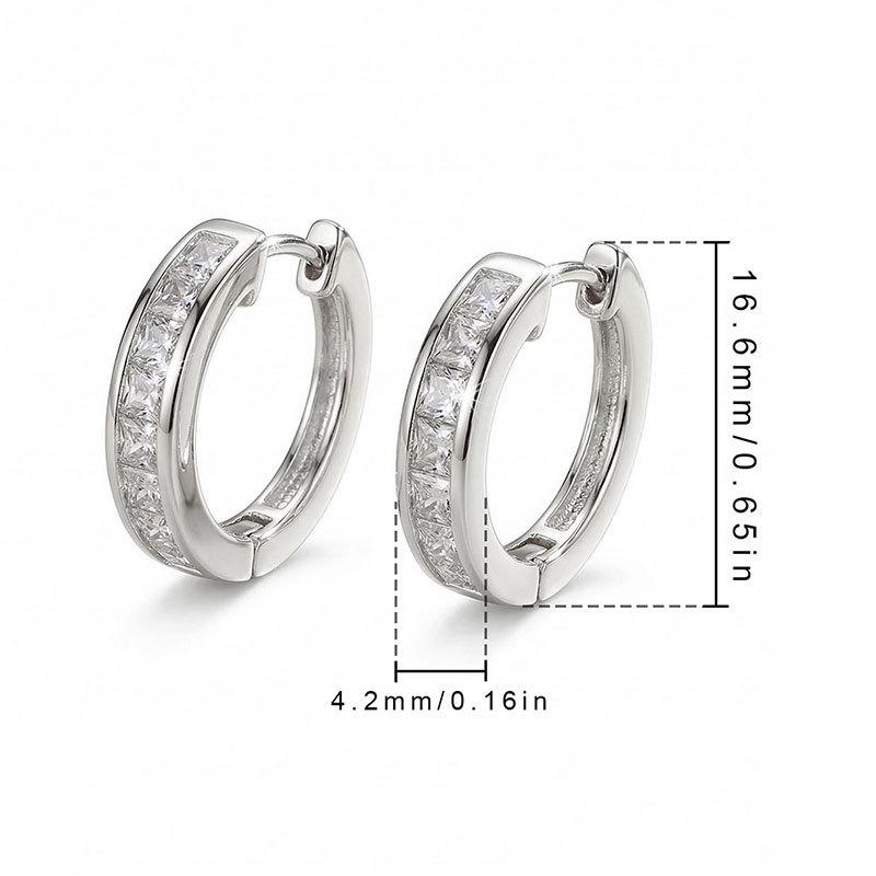 1PAIR environmentally friendly material super flash square zircon stud earrings, women's light luxury fashion temperament versatile earrings