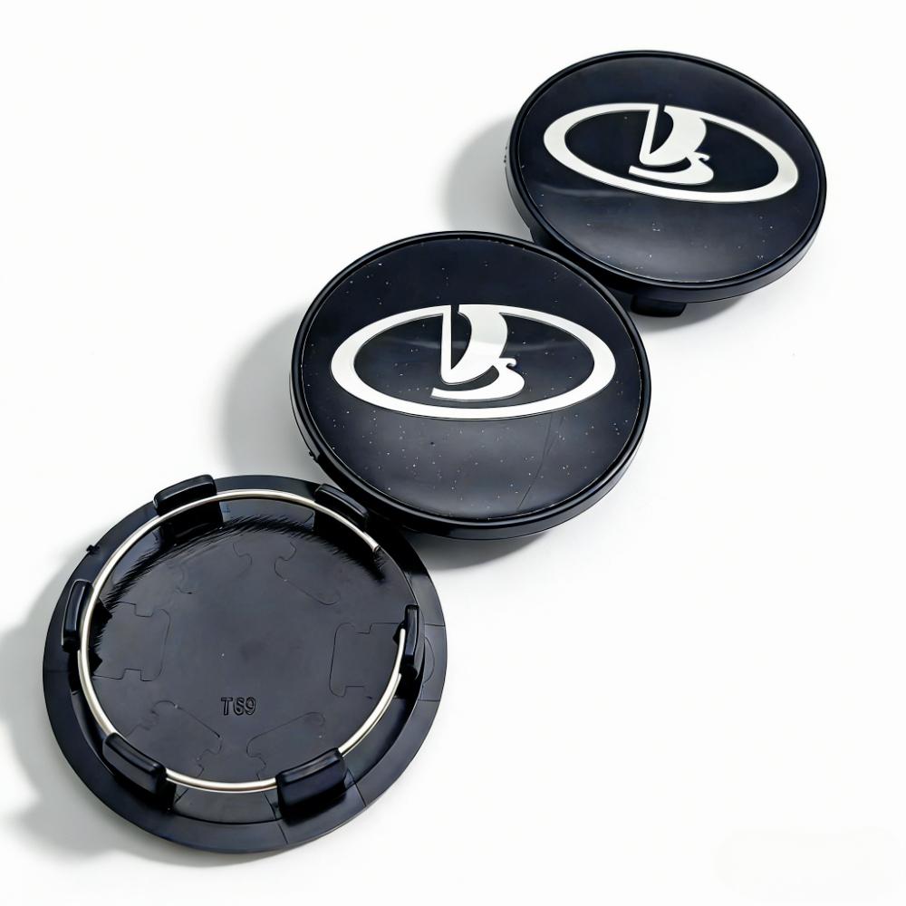 4pcs Black Silver Lada Logo Emblem Car Wheel Center Caps 69MM Clips 56MM Wheels Hub Dust Cap Rim Hubcaps Cover Car Accessories