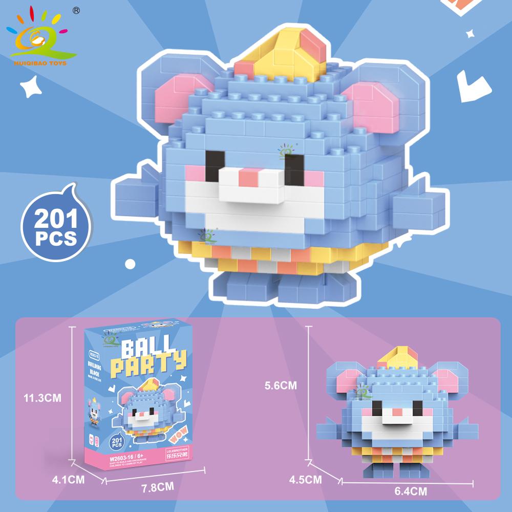 HUIQIBAO Mini Cute Animal Micro Building Blocks 3D Diamond BEE Cat Panda Model Bricks DIY City Construction Toys for Children