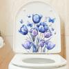 Badezimmer-WC-Aufkleber, modernes minimalistisches blaues Blumen-Schmetterlingsmuster, selbstklebende Gemälde für die Badezimmer-Wohnzimmerdekoration