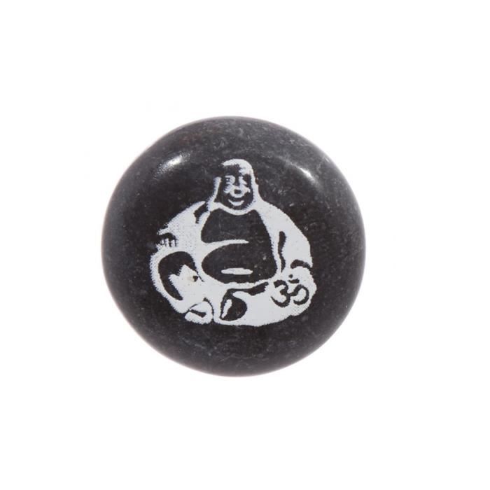 Pierre Bouddha Rieur - EDEN - Jack Evans - Pierre - Noir - 2.5x2.5x0.5 cm