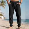 Men's Long Pants, Elastic Waist Drawstring, Lightweight, Slim Fit, With Pockets, Comfortable And Breathable Linen Long Pants