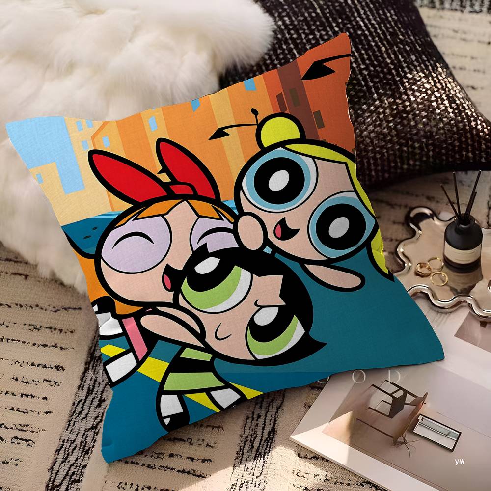 P-Powerpuff Anime G-Girls Personalized Picture Text Home Decorative Pillows Household Gifts 45x45cm