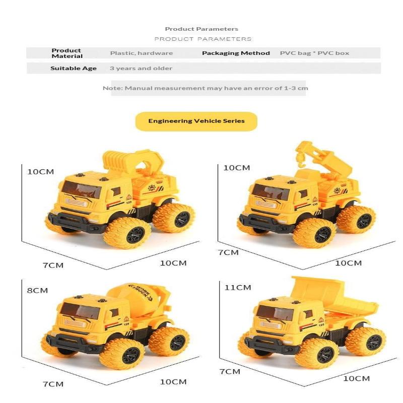 1Pcs Inertia Simulation Truck Toy Engineering Military Fire Sanitation Vehicle With Big Tire For Kids Play Birthday Gift