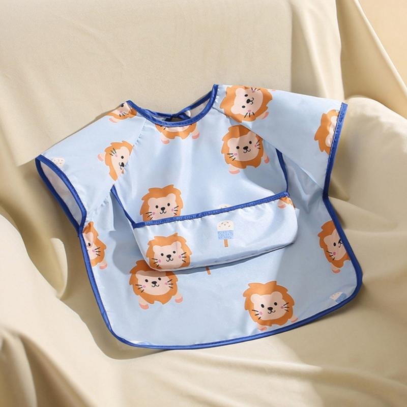 Adjustable Sleeveless Bib for Infants Baby Gentle On Skin Water Proofing Fabric Foof Catcher Pocket Design for Nursing