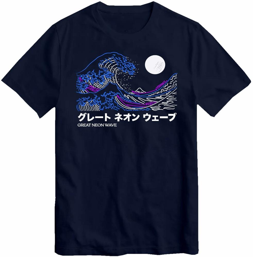 

Hokusai The Great Wave T-Shirt Aesthetic Japanese Kanagawa vaporwave art ocean 3XL