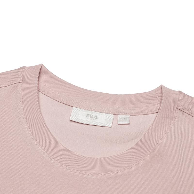 Fila Milano Series American Fashion Knit Short Sleeve T-Shirt Men Tops Nude-Pink F11M515102FPK
