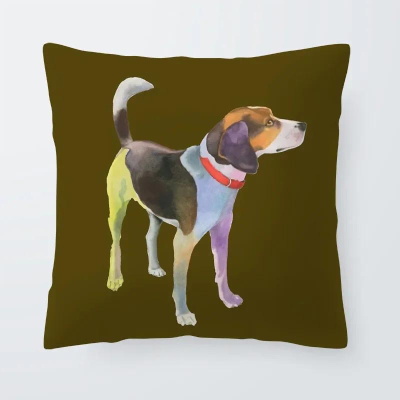 Home Decor Dog Cushion Cover Greyhound French Bulldog Pillow  Blue Gamer Chair Sofa