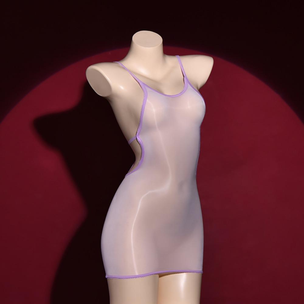 Qing Mint Thin Strap Horse Oil Stockings Oily Silky Slippery Hip Skirt Sexy Backless Nightclub Wind Dancing Black Silk Skirt