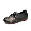 Mum Shoes Winter New Middle-aged Flat Shoes Head Layer Cowhide Soft Bottom Non-slip Leather Shoes Ethnic Wind Women's Shoes