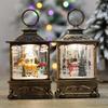 Christmas Gift Square Flat Lantern with Santa Claus and Tree Decoration