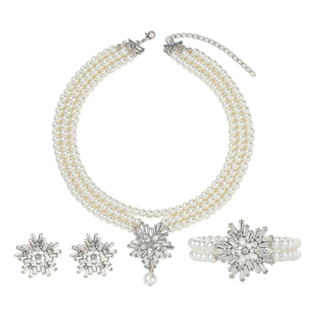 Versatile Women's Multi-Layer Necklace & Earrings: Niche Euro-American Design, Perfect for Weddings & Banquets.