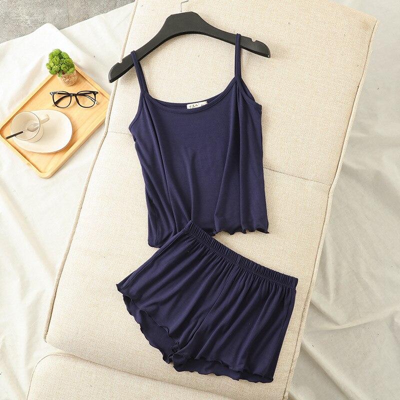 

Летний новый модальный камзол, сексуальные пижамы, комплект из двух предметов, тонкие свободные шорты, разноцветные пижамные комплекты большого размера, женский комплект для домашнего обслуживания M