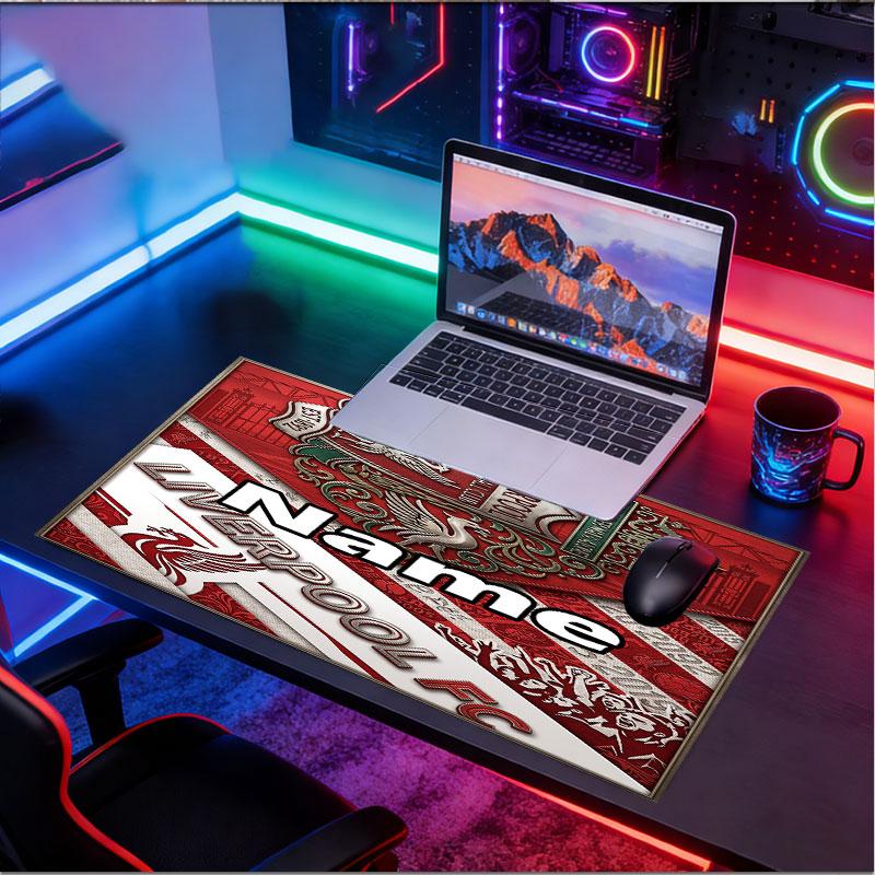 Custom Name Personalized Liverpool Football Club Pattern Mousepad, Laptop PC Desk Mat, Decorative Desk Mat for Home Keyboard Pad Gift