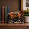Horse Resin Figurine, Rustic Fence & Galloping Pony Statue Sculpture, Luxury Home Decor for Living Room TV Stand Entryway Wine Cabinet, Unique