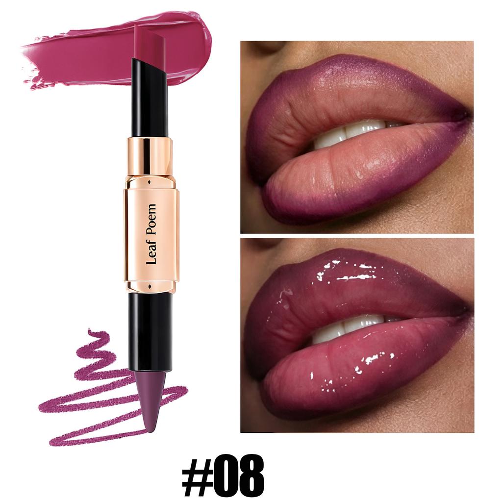 2IN1 Tapered Gradient Lip Liner & Lipstick Pen Long Lasting Waterproof Nude Matte Lip Contour Plumping Lipstick Non Stick Makeup