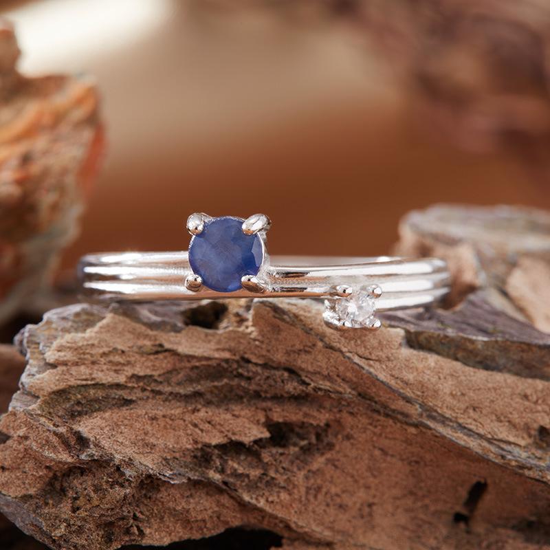 Natural Sapphire Topaz Citrine Amethyst Color Treasure Ring Female Xiaohongshu S925 Sterling Silver Index Finger Ring