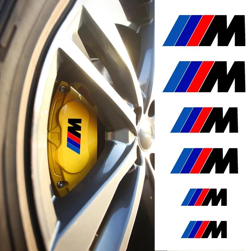 6PCS Car Brake Decorative Stickers Wheel Hub Styling Decals Accessories For BMW M X1 X3 X5 X6 X7 E30 E90 M3 E84 E83 F25 E91 E60