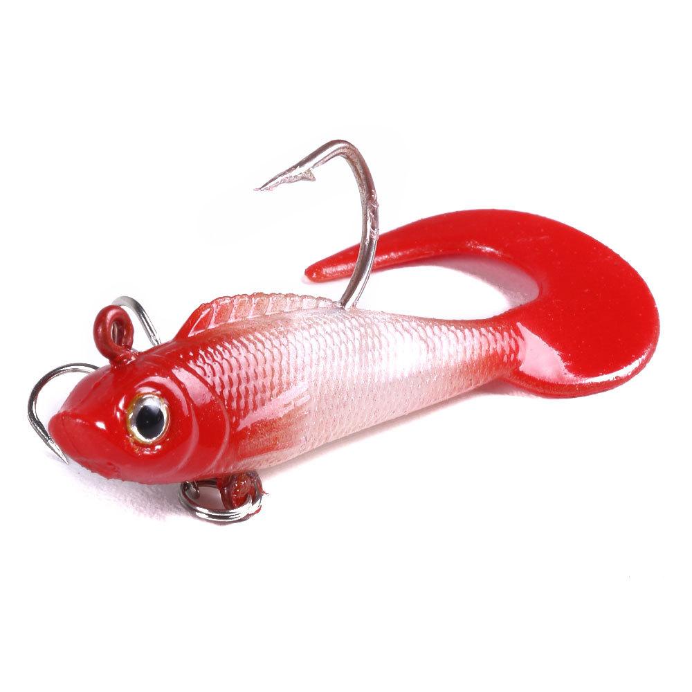Lead-Wrapped Fish Luya Bait Curling Tail Fake Bait 7Cm9G Lead Head Hook Curling Tail Soft Bait Outdoor Bait