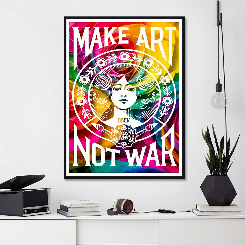 

Make Art Not War Радужные розы Цветочный принт плаката Картина на холсте Граффити Поп-бар Настенные картины Гостиная Аннотация Домашний декор 21cm×30cm NoFrame
